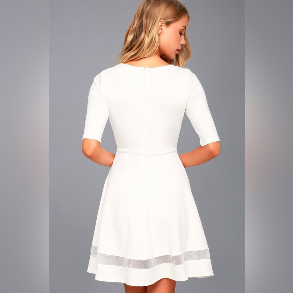 Lulu’s | Sheer Factor White Mesh Skater Dress, Size S View 3